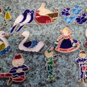 Colorful 12 Days If Christmas Stained Glass Suncatcher Ornaments (111)